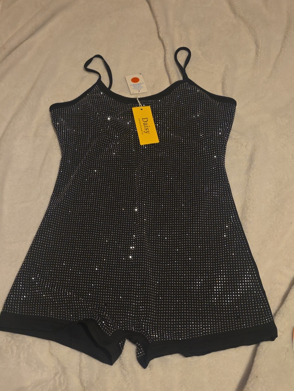 Daisy Black Sequin Cami Short Pajama Romper